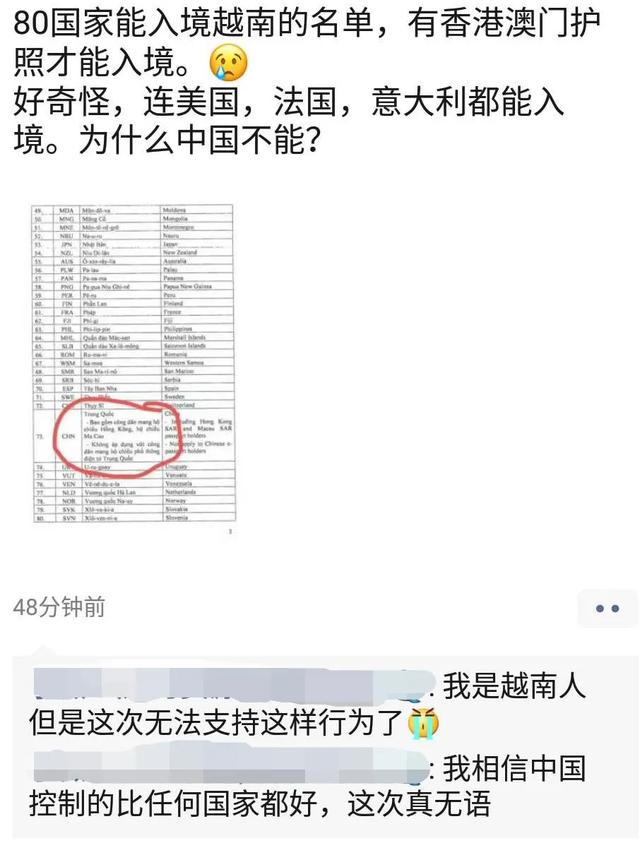 越南向80个国家“解封”,却对中国采取限制?越南人都看不下去了