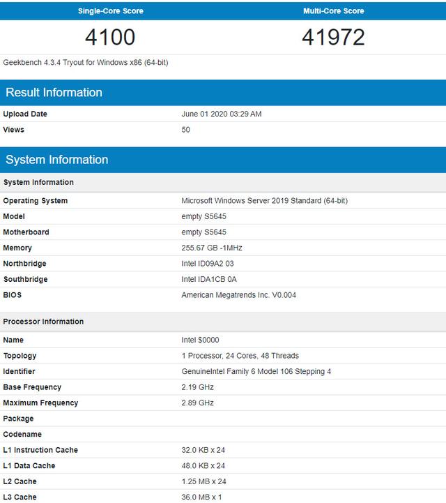 24Ice Lake-SPGeekbenchݿ⣬HEDT10nm